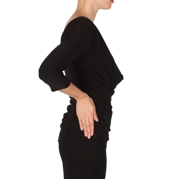 Joseph Ribkoff Blouse Black Draped Neck 3/4 Sleeve Top Sz 6 EUC - Picture 3 of 13